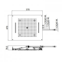 Bossini DREAM - 3 Sprays Верхний душ с 3 функциями, 570х470мм, цвет: золото