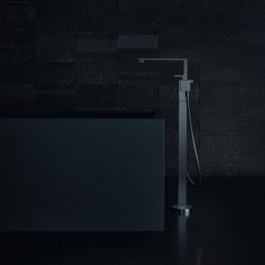 Axor Edge Смеситель для ванны, напольный, с ручным душем, излив 255мм, алмазная огранка, внешняя часть, цвет: хром