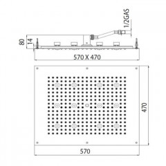 BOSSINI DREAM-RECTANGULAR Верхний душ 570x470 mm, с 12 LED RGB, блок питания/управления, Cromoterapia, цвет: хром