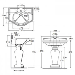AZZURRA JUBILAEUM Раковина накладная 72х54х32 см, с 3 отв. под смеситель , цвет белый