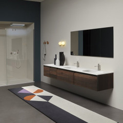 ANTONIO LUPI ATELIER Тумба 450х540х375 мм., подвесная, 1 ящик, ручка C, боковина слева Rovere thermo, рама черный матовый, фронт Rovere thermo