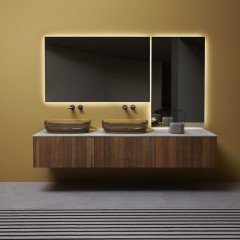 Antonio Lupi Senso Раковина накладная 60х40х15 см, без отв под смес, без перелива, с д/клапаном (хром), мат-л: Cristalmood, цвет: Nebbia