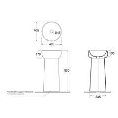 AZZURRA GRAAL Раковина напольная d40 h85 см, слив в пол, цвет белый
