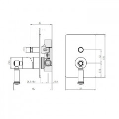 Bossini Liberty Смеситель для душа, встраиваемый (внешняя часть), с девиаторм 2 направления, цвет: золото