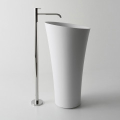 Antonio Lupi Tuba Напольная раковина 50.4х50.4см, без отв, без перелива, с д/клапаном (хром), сифоном, слив в пол, мат-л: Flumood,  цвет: белый