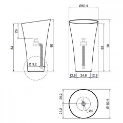 Antonio Lupi Tuba Напольная раковина 50.4х50.4см, без отв, без перелива, с д/клапаном (хром), сифоном, слив в пол, мат-л: Flumood,  цвет: белый