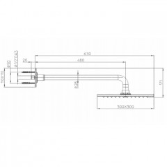 BOSSINI DREAM-CUBE Верхний душ 300 x 300 mm 1 режим, с держателем 28 mm x 500 mm, цвет: хром