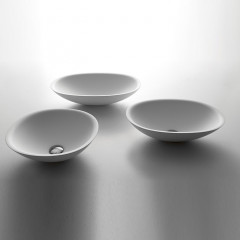 Antonio Lupi Servo Раковина накладная 45х45см, без отв под смес, без перелива, с д/клапаном (хром), мат-л: Flumood, цвет: белый