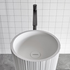 ANTONIO LUPI PLISSE Раковина напольная Ø470х850 мм., слив в пол, с сифоном, донным клапаном и гибким шлангом, Flumood, цвет белый