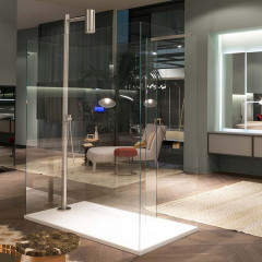 ANTONIO LUPI SHAWA Душевая стойка 506x2272мм, напольная, верхн душ Ø114мм, ручн душ, шланг 1500 мм, в компл со встраив частью, сатин нержавеющая сталь