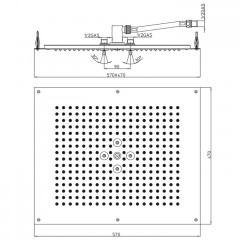 BOSSINI Dream Верхний душ 570 x 470 mm, 2 режима (дождь, распыление), цвет: сатинированная нержавеющая сталь