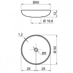 Antonio Lupi Verso Раковина накладная 50х50х12 см, без отв под смес, без перелива, с д/клапаном (хром), мат-л: Flumood, цвет: белый