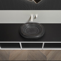 ANTONIO LUPI BEMADE Тумба 540х540х375мм, подвесная, 1 ящик, внутр подсв, с доп ящик, боков справа Rovere ardesia, рама белый мат, фронт Rovere Ardesia