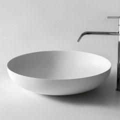 Antonio Lupi Verso Раковина накладная 50х50х12 см, без отв под смес, без перелива, с д/клапаном (хром), мат-л: Flumood, цвет: белый