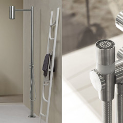 ANTONIO LUPI SHAWA Душевая стойка 506x2272мм, напольная, верхн душ Ø114мм, ручн душ, шланг 1500 мм, в компл со встраив частью, сатин нержавеющая сталь