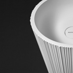 ANTONIO LUPI PLISSE Раковина напольная Ø470х850 мм., слив в пол, с сифоном, донным клапаном и гибким шлангом, Flumood, цвет белый