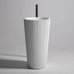 ANTONIO LUPI PLISSE Раковина напольная Ø470х850 мм., слив в пол, с сифоном, донным клапаном и гибким шлангом, Flumood, цвет белый