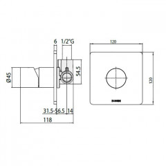 Bossini Inox Смеситель для душа на 1 выход (внешняя часть - настенная накладка и круглая ручка), цвет: сталь брашированная