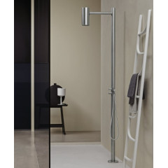 ANTONIO LUPI SHAWA Душевая стойка 506x2272мм, напольная, верхн душ Ø114мм, ручн душ, шланг 1500 мм, в компл со встраив частью, сатин нержавеющая сталь