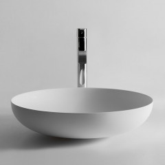 Antonio Lupi Verso Раковина накладная 50х50х12 см, без отв под смес, без перелива, с д/клапаном (хром), мат-л: Flumood, цвет: белый