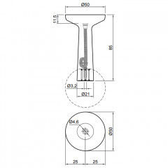 ANTONIO LUPI AGO Раковина напольная Ø500х850 мм., слив в пол, с сифоном, гибким шлангом и донным клапаном, Flumood, внешний цвет Ossido, внутри белая