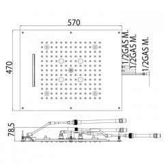 BOSSINI DREAM/3 Верхний душ 570 x 470 mm, 3 режима (дождь, каскад, туман), с LED (белый), блок питания/управления, цвет: античная бронза