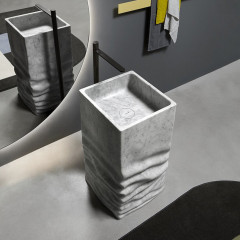 ANTONIO LUPI OSSIMORO Раковина напольная 450х450х850 мм., слив в пол, с сифоном, донным клапаном и гибким шлангом, мрамор Carrara