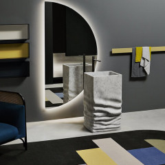 ANTONIO LUPI OSSIMORO Раковина напольная 450х450х850 мм., слив в пол, с сифоном, донным клапаном и гибким шлангом, мрамор Carrara