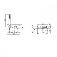 Bossini Cube Смеситель для душа, встраиваемый, с девиатором на 2 выхода, ручной душ с держателем, подключение на 1/2, цвет: хром