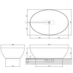 ANTONIO LUPI SOLIDEA Ванна отдельностоящая 2100х1300х550 мм., с нажимным донным клапаном, мрамор Nero Marquinia