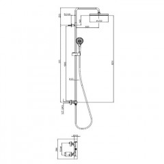 BOSSINI Душевая стойка с однорычажным смесителем, верхний душ из ABS250 мм., ручной душ с 3 режимами, цвет хром (СПЕЦЦЕНА со склада!)