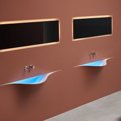 ANTONIO LUPI SILENZIO Раковина встраиваемая в стену 1774х915х476 мм, с подсветкой, донным клап, сифоном, гибким шлангом и трансфор, Corian, цвет белый