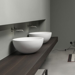 Antonio Lupi Urnamood Раковина накладная овальная, Ø50х60см, без отв под смес, без перелива, с д/клапаном (хром), сифоном, мат-л: Flumood, цвет: белый