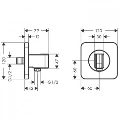 Axor ShowerSelect Вывод воды с клапаном и держателем ручного душа, цвет: шлифованный никель
