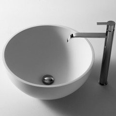 Antonio Lupi Urnamood Раковина накладная овальная, Ø50х60см, без отв под смес, без перелива, с д/клапаном (хром), сифоном, мат-л: Flumood, цвет: белый