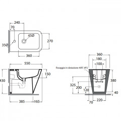 AZZURRA BUILD Биде напольное 55х36х42 см. с 1 отв. под смеситель , с крепежами, цвет белый