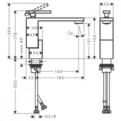 Axor Edge Смеситель для раковины, на 1 отв., с донным клапаном push/open, излив 160мм, алмазная огранка, цвет: хром