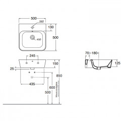 AZZURRA BUILD раковина подвесная/накладная 50х50х16 см с 1 отв. под смеситель , цвет белый