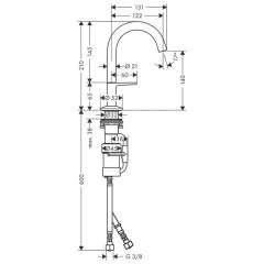 Axor One Смеситель для раковины, 1 отв., Select, со сливом push-open, цвет: хром