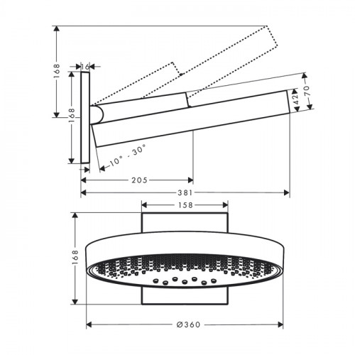 Hansgrohe Rainfinity Верхний душ 360 3jet, цвет: шлифованная бронза