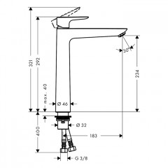 Hansgrohe Talis Смеситель для раковины, на 1 отв., высота: 29.2см., изилв: 18.3см., цвет: золото
