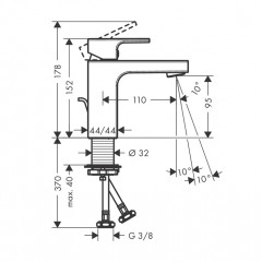 Hansgrohe Vernis Shap Смеситель для раковины, излив 100 мм, с донным клапаном, цвет: хром