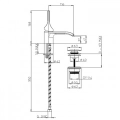 BOSSINI APICE Смеситель для раковины на 1 отверстие, однорычажный, высота излива 41 мм., с донным клапаном, цвет белый матовый