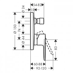 Hansgrohe Vernis Blend Смеситель для ванны, встраиваемый, внешняя часть, цвет: хром