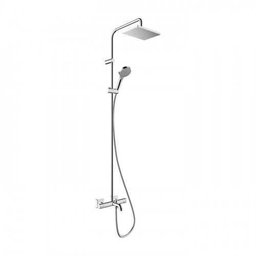 Hansgrohe Vernis Shape Душевая стойка с верхним душем 230 1jet с термостатом для ванны, EcoSmart, цвет: хром