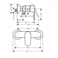 Hansgrohe Vernis Blend Смеситель для душа, однорычажный, цвет: хром