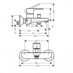 Hansgrohe Vernis Blend Смеситель для ванны, однорычажный, цвет: хром