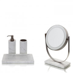 Bertocci Carrarino Зеркало косметическое, настольное, d25х20хh38см., без подсветки, цвет: белый мрамор/хром