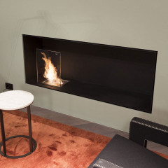 ANTONIO LUPI TEKA Камин 1440х400х810мм, встраиваемый в стену, на биоэт, корп из стали, с противопожарн стеклом и горелкой LAFLACA, покрыт черн краской