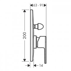 Hansgrohe Vernis Shap Смеситель для ванны, однорычажный, встраиваеемый, внешняя часть, цвет: хром